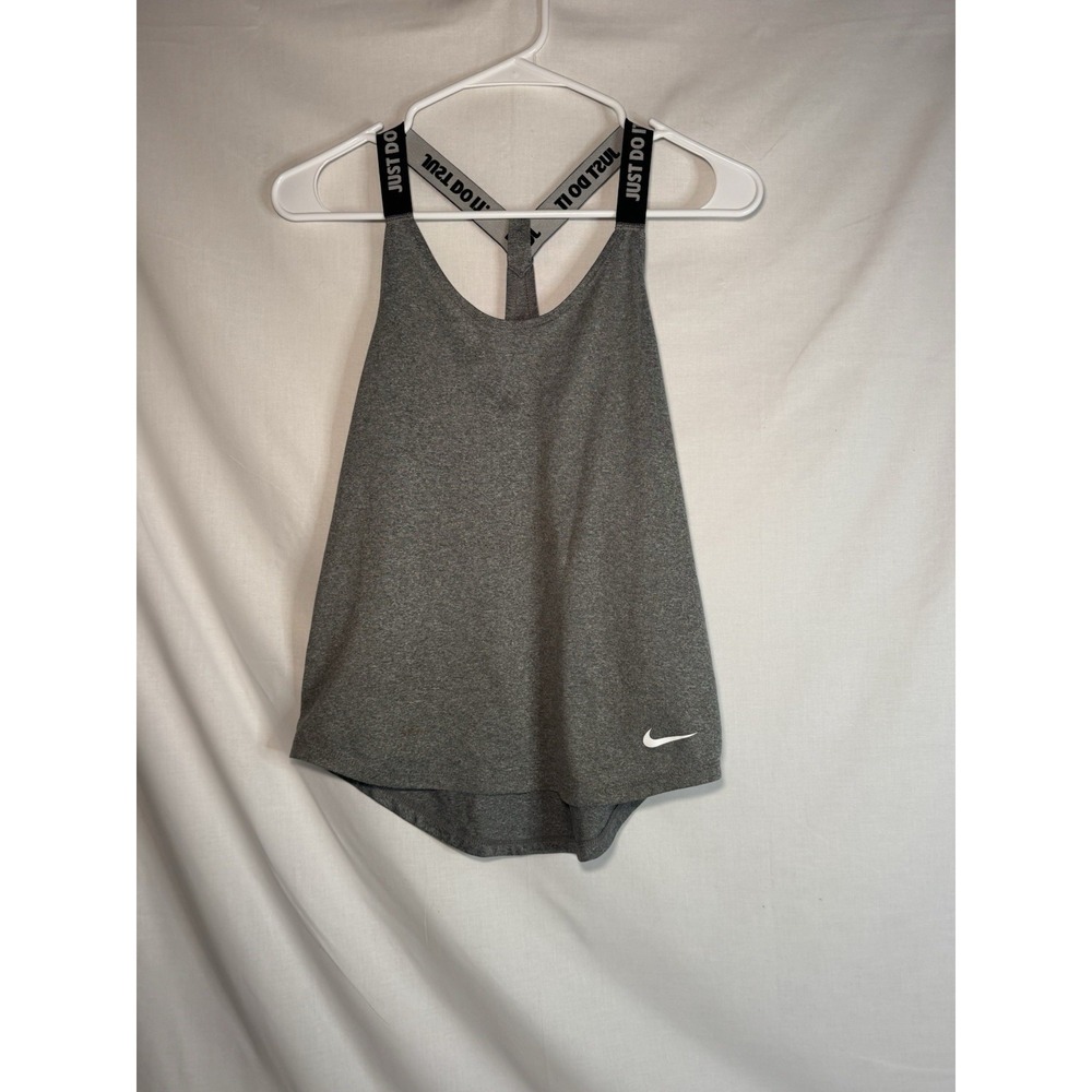 Nike Dri-FIT Women's XS Gray Just Do It Strappy Racerback Workout Tank Top